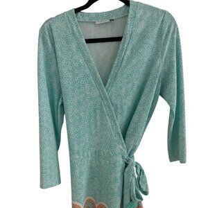 Cabana Life Aqua Wrap Dress with Orange Accents